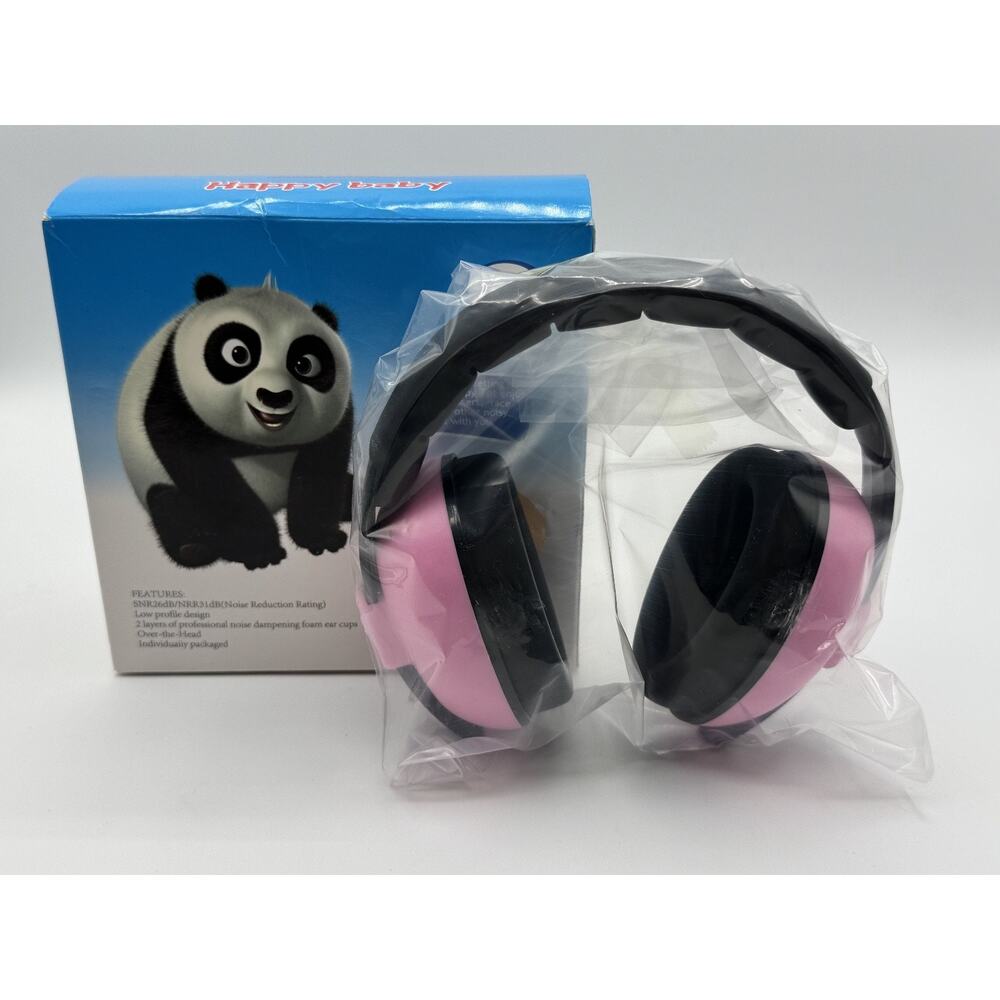 Happy Baby Safety Adjustable Earmuffs Hearing Protection 0-3yrs Lt. Pink SEALED